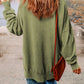 Malibu Dreams Full Size Dropped Shoulder Round Neck Long Sleeve Blouse