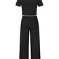 Round Neck Short Sleeve Top and Pocketed Pants Set