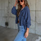 Love Cozy Stuff Ribbed Collared Neck Button Up Jacket