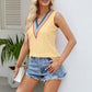 Contrast Eyelet V-Neck Tank