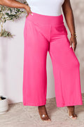 Double Take Full Size Smocked Wide Waistband Wide Leg Pants *