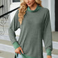 Slit Mock Neck Long Sleeve T-Shirt