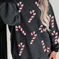 Christmas Themed Sequin Candy Cane Round Neck Sweatshirt