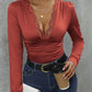 Lace Detail Plunge Long Sleeve Bodysuit