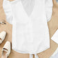 V-Neck Tie Hem Flutter Sleeve Blouse