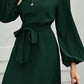Tied Boat Neck Balloon Sleeve Mini Dress