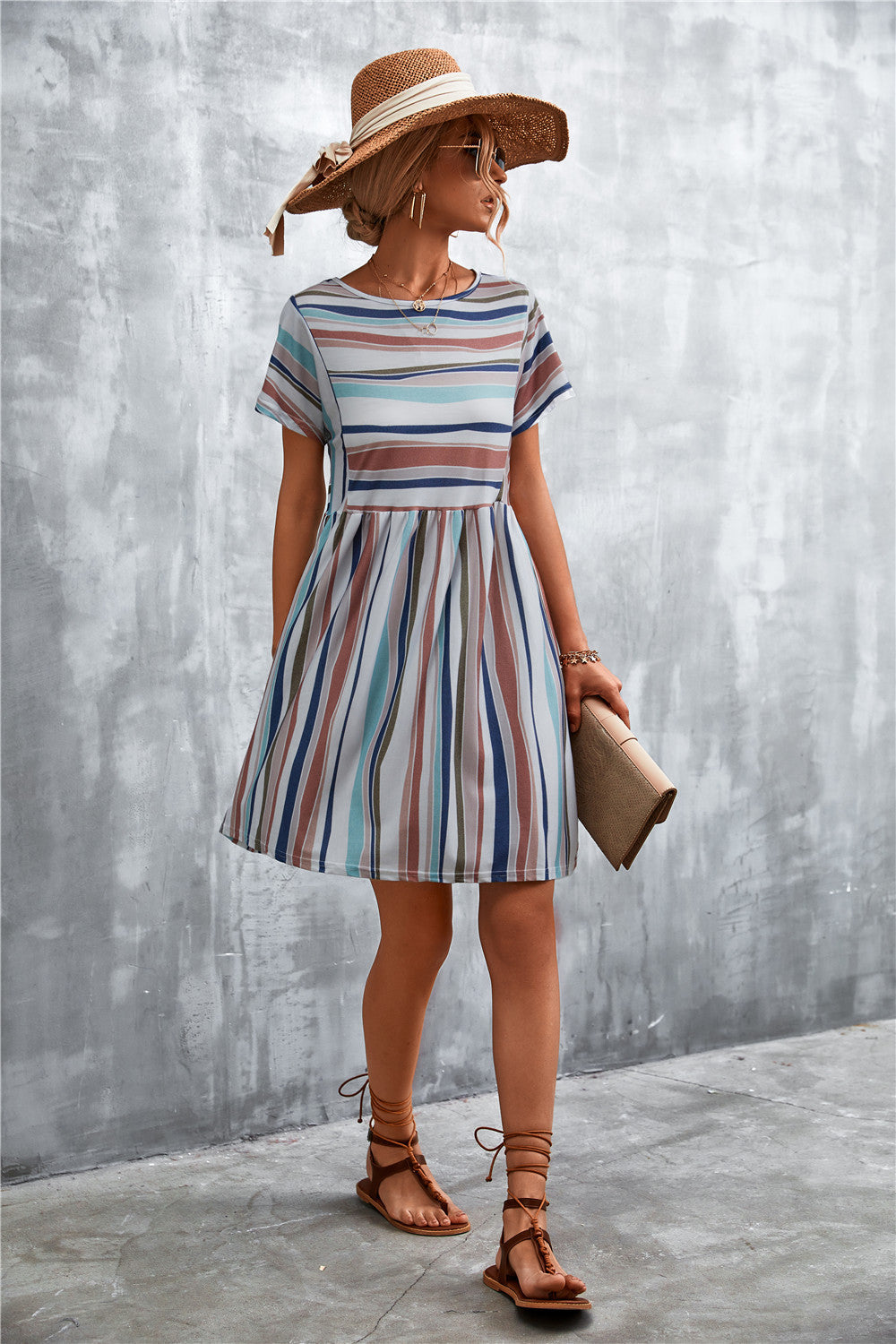 Women's Striped Round Neck Dress