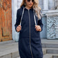 Full Size Zip-Up Longline Hoodie with Pockets