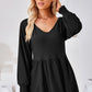 Full Size V-Neck Lantern Sleeve Blouse