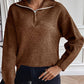 Half Zip Dropped Shoulder Sweater
