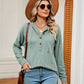 Full Size Half-Button Dropped Shoulder Hoodie