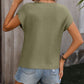 Pocketed Round Neck Cap Sleeve Sweater