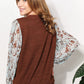 And The Why Chestnut Brown Full Size Foil Printed Sleeve Top