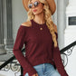 Full Size Dropped Shoulder Long Sleeve Blouse