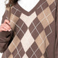 Geometric V-Neck Long Sleeve Sweater