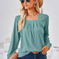 Square Neck Ruched Long Sleeve Blouse