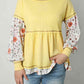 Round Neck Long Sleeve Babydoll Blouse