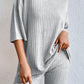 Round Neck Ribbed Top and Shorts Lounge Set