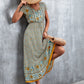 Full Size V-Neck Short Sleeve Printed Maxi Dress