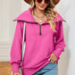 Half Zip Lantern Sleeve Sweatshirt