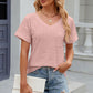 Eyelet V-Neck Short Sleeve T-Shirt
