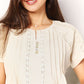 Double Take Pastel Yellow Full Size Crochet Buttoned Short Sleeves Top