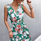 Women's Printed Zip Detail Belted Sleeveless Dress