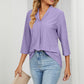 Full Size Eyelet Three-Quarter Sleeve Blouse