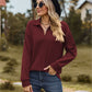 Collared Neck Cable-Knit Long Sleeve Blouse