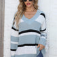 Color Block V-Neck Dropped Shoulder Sweater