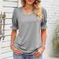 Smocked Square Neck Short Sleeve T-Shirt