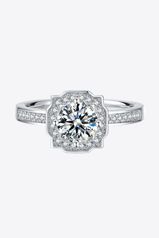 Women's 1 Carat Moissanite 925 Sterling Silver Halo Ring