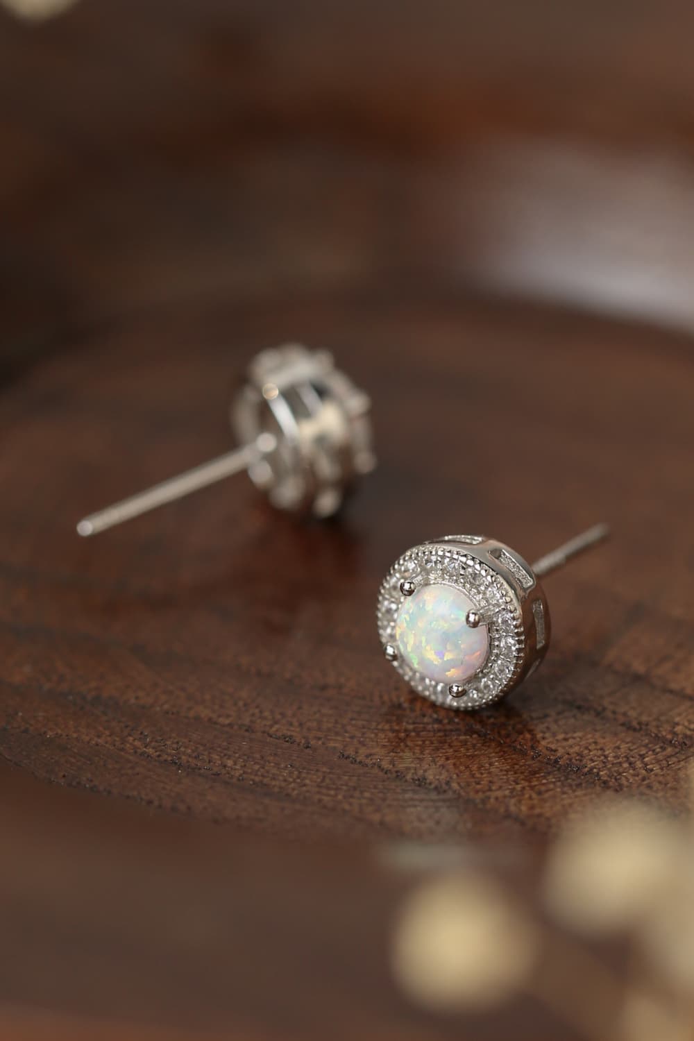 Women's Opal 4-Prong Round Stud Earrings