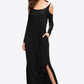 Women's Full Size Valencia Cold-Shoulder Split Dress with Pockets