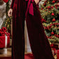 Tie Waist Long Sleeve Wide Leg Jumpsuit