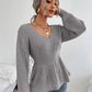Notched Dropped Shoulder Knit Top