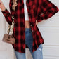 Plaid Button Up Dropped Shoulder Outerwear
