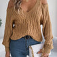 Cable-Knit Cold Shoulder Long Sleeve Sweater