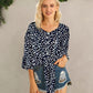 Tied Printed Button Up V-Neck Blouse