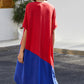 Color Block Round Neck Short Sleeve Dress