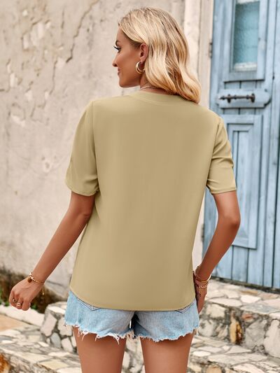 NotSoBasic V-Neck Short Sleeve Blouse