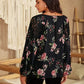 Women's CallistaAnn Flower Printed Tie Neck Long Sleeve Blouse