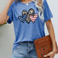 US Flag Leopard Heart Graphic Tee