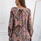 Lace Detail Printed V-Neck Blouse