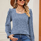 Square Neck Flounce Sleeve T-Shirt