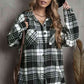 Plaid Collared Neck Button Up Jacket with Pockets