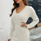 SoMini Cable-Knit V-Neck Long Sleeve Mini Sweater Dress