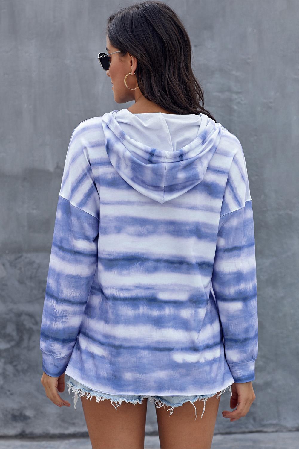 Sienna Full Size Tie Dye Long Sleeve Drawstring Hoodie