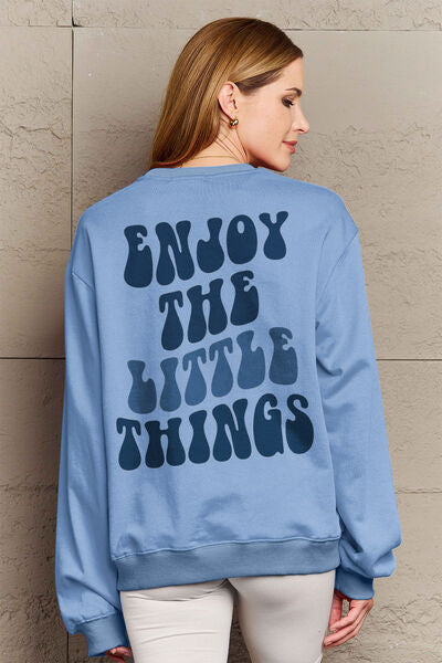 Simply Love Full Size ENJOY THE LITTLE THINGS Round Neck Sweatshirt