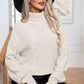 Turtleneck Cable-Knit Long Sleeve Sweater